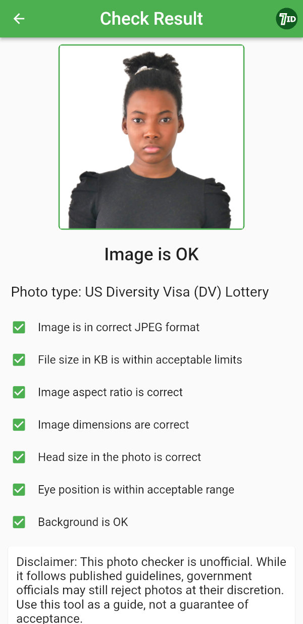 7ID DV Programma fotochecker - goede foto